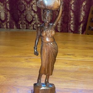 Vintage Handcarved Wooden Indian Statue